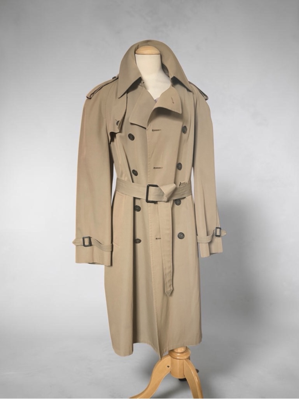 Vintage Beige Double-Breasted Trench Coat